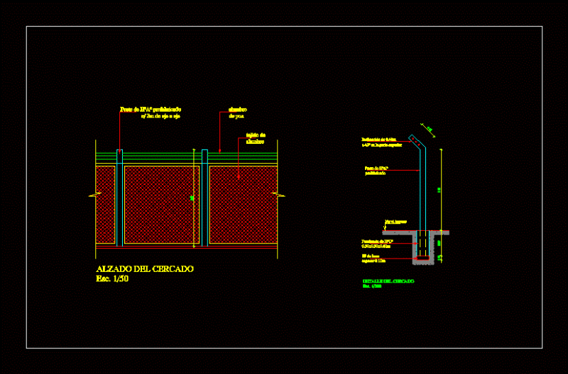 Fencing DWG Section for AutoCAD