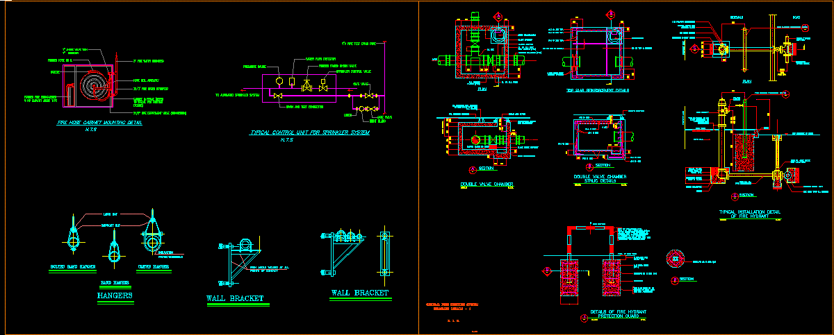 Fire Fighting General Details DWG Detail for AutoCAD ... house sewage system diagram 