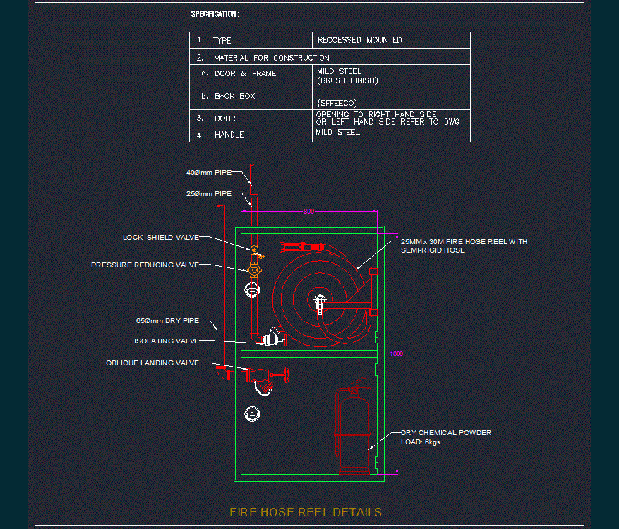 Fire Extinguisher Drawing With Parts - Autocad Sanitary Dwg Bibliocad ...