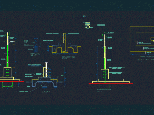 Flagpoles DWG Detail For AutoCAD • Designs CAD