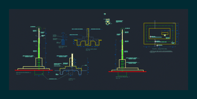 Flagpoles DWG Detail for AutoCAD