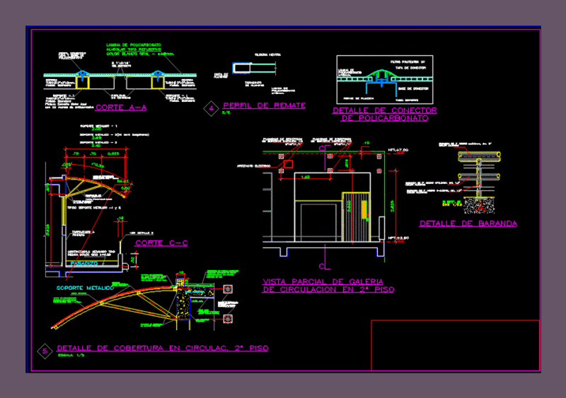 Flat Roof Details Policarbonato DWG Detail for AutoCAD