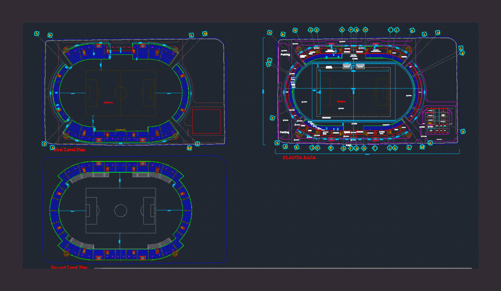 Football Stadium DWG Block for AutoCAD
