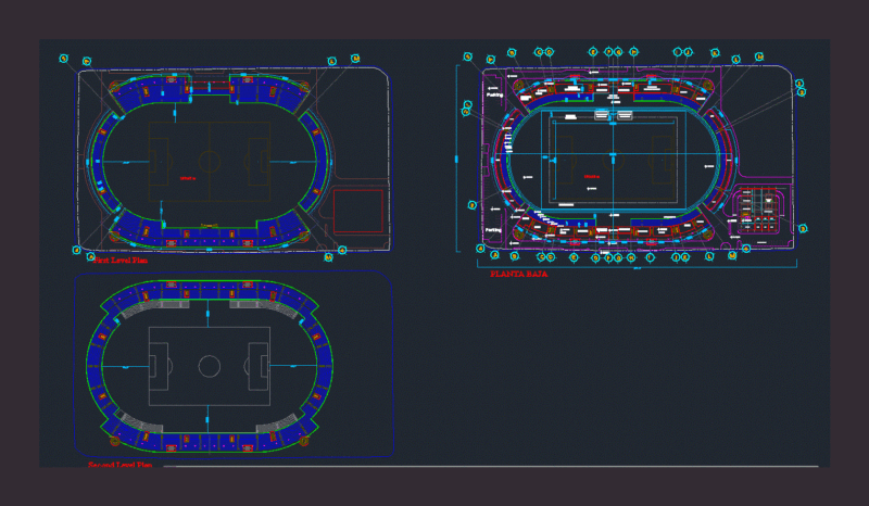 Football Stadium DWG Block for AutoCAD