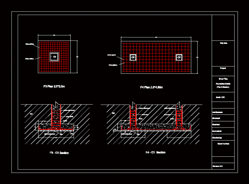 Foundation Details DWG Section for AutoCAD
