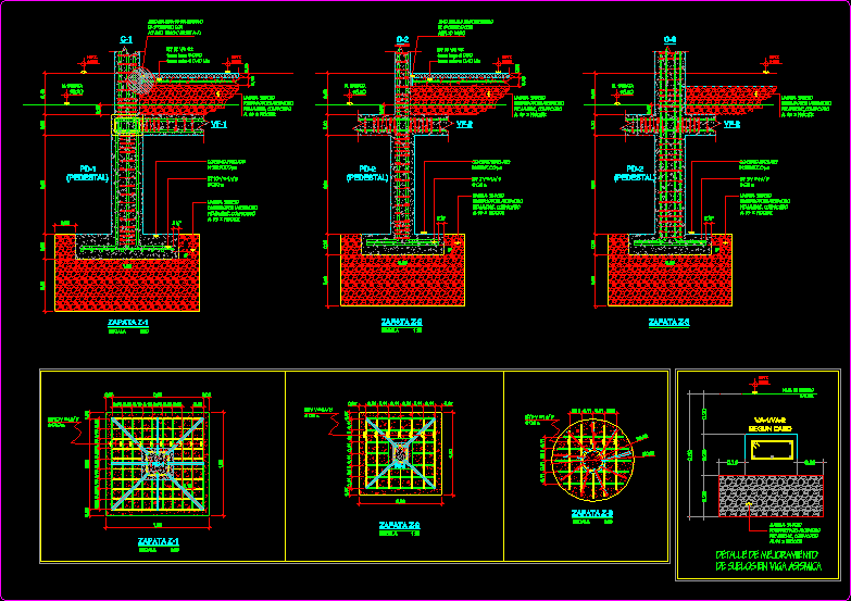 Foundation Footings Various DWG Plan for AutoCAD 