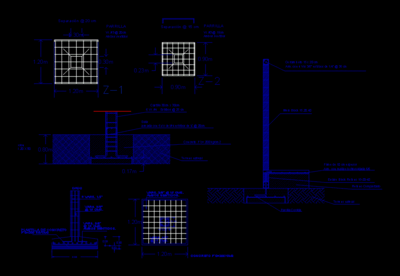 Foundations And Stroke DWG Plan for AutoCAD