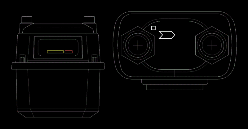 Gas Meter 2D DWG Elevation for AutoCAD