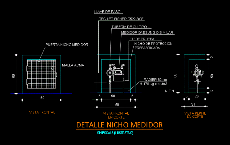 Gas Meter Nicho DWG Block for AutoCAD