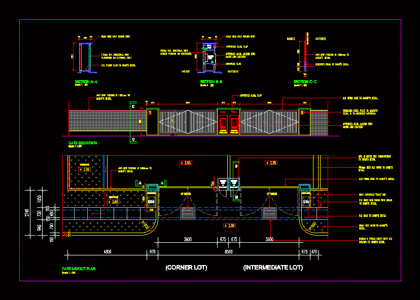Gate Entrance Detail DWG Detail for AutoCAD • Designs CAD