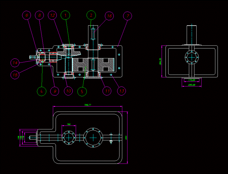 Gearbox DWG Block for AutoCAD