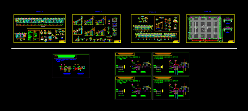 Football Pitch Layout and Grandstand Structural Details DWG