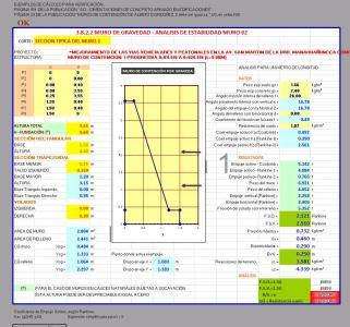 Gravity Wall Design XLS Excel Spreadsheet