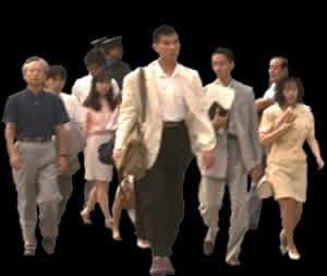 2D Bitmap Cutout Graphic of a Walking Crowd