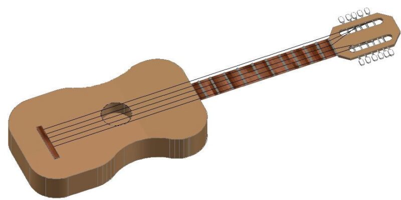 Guitar 3D DWG Model for AutoCAD