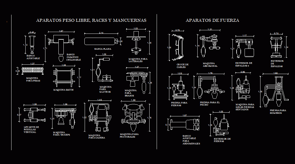 Gym Equipment DWG Block for AutoCAD • Designs CAD