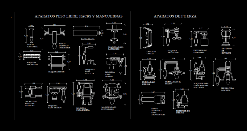Gym Equipment DWG Block for AutoCAD