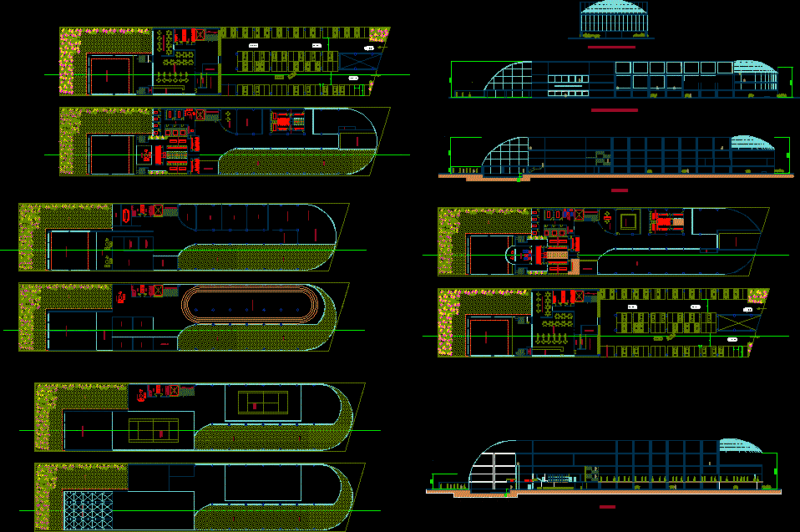 Gymnasium DWG Section for AutoCAD