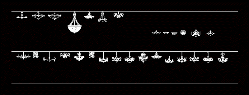 Hanging Chandeliers Elevation 2D DWG Detail for AutoCAD