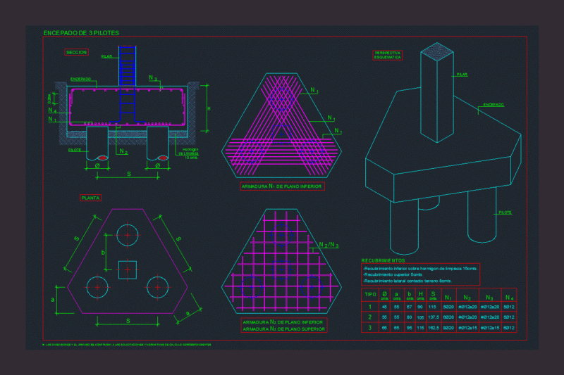 Head And Piles DWG Detail for AutoCAD
