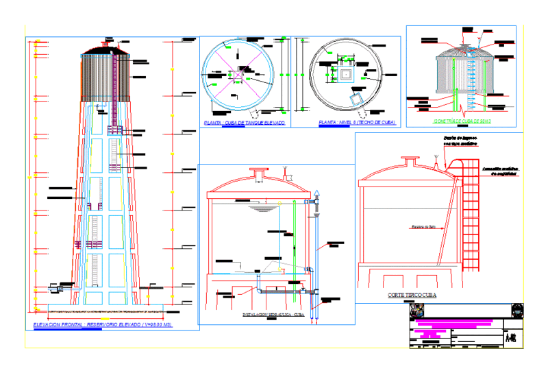 High Tank 100 M3 DWG Plan for AutoCAD