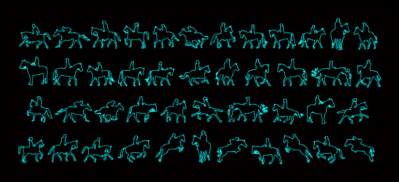 Horse Silhouettes 2D DWG Elevation for AutoCAD