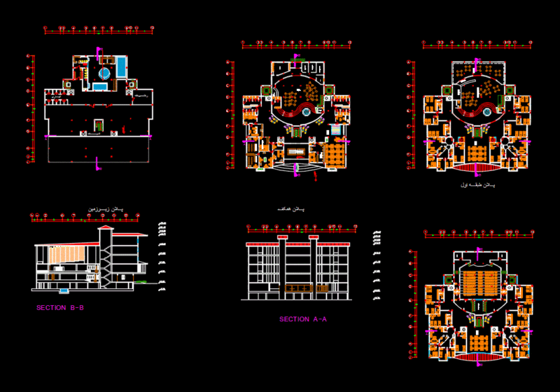 Hotel DWG Section for AutoCAD