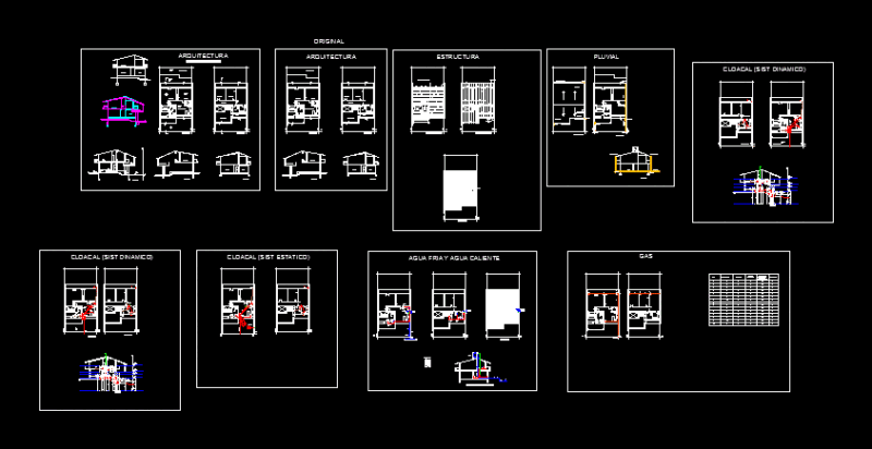 House 2 Floors – Structure And Facilities And Storm Water Sewer Gas DWG Detail for AutoCAD