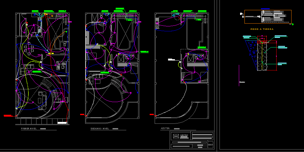 Housing Electric Installations DWG Block for AutoCAD ... diagram for plumbing a house 