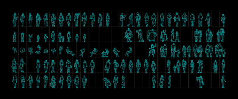 Human Figures 2D DWG Elevation for AutoCAD