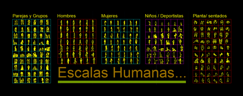 Human Scales DWG Block for AutoCAD