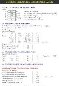 Hydraulic Design Desander XLS Excel Spreadsheet