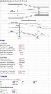 Hydraulic Design Transicion XLS Excel Spreadsheet