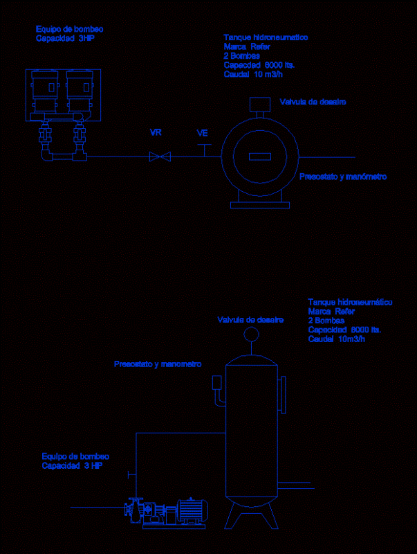 Hydropneumatic Tank DWG Block for AutoCAD