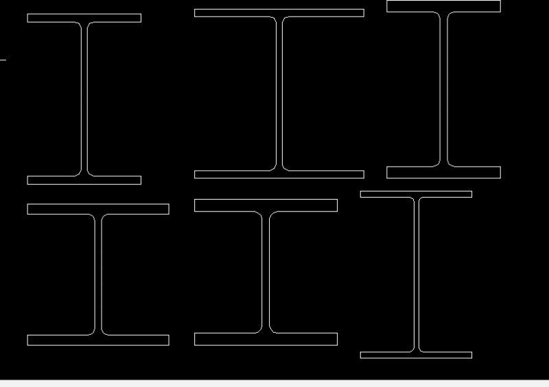 I Beams In Profile DWG Block for AutoCAD