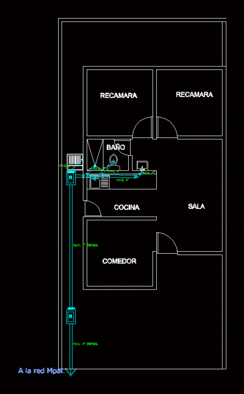 Installation Room House Sanitara DWG Block for AutoCAD