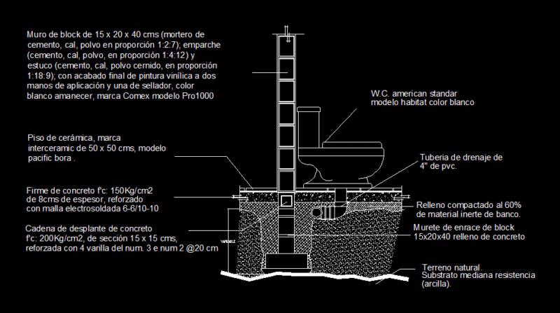 Installation Wc DWG Detail for AutoCAD