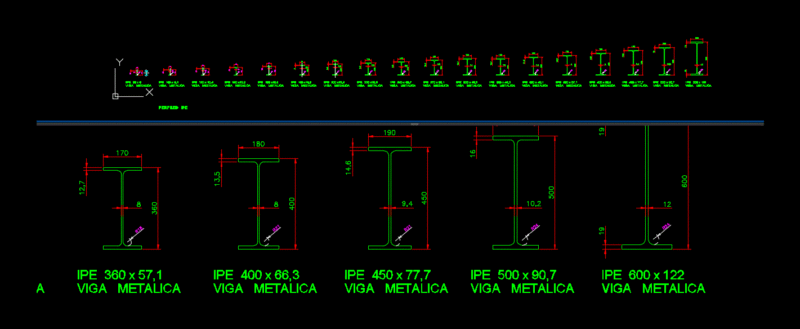 Ipe Profiles 2D DWG Elevation for AutoCAD