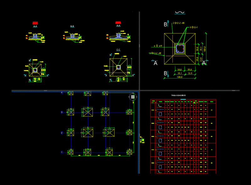 Isolated Footings DWG Detail for AutoCAD