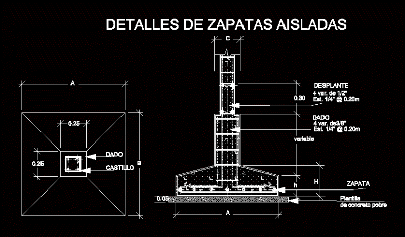 Isolated Zapata DWG Block for AutoCAD