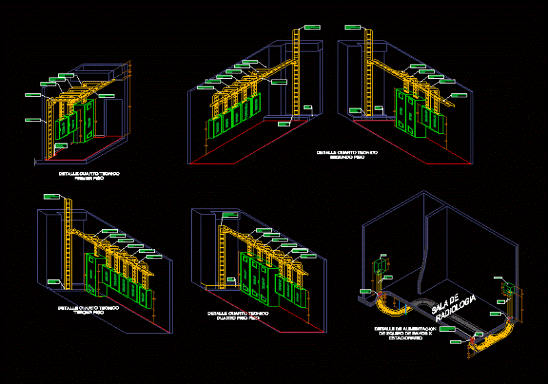 Isometric Four Electric DWG Block for AutoCAD