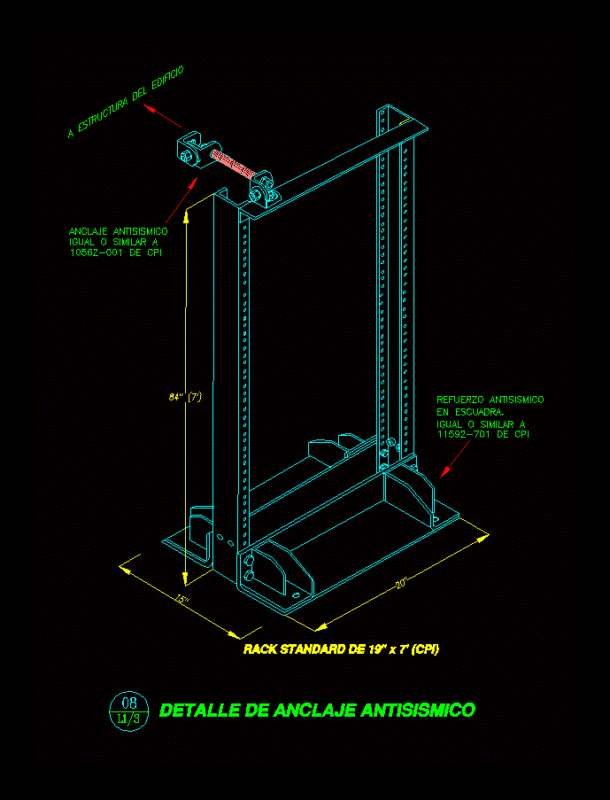 Isometric Seismic Support DWG Detail for AutoCAD