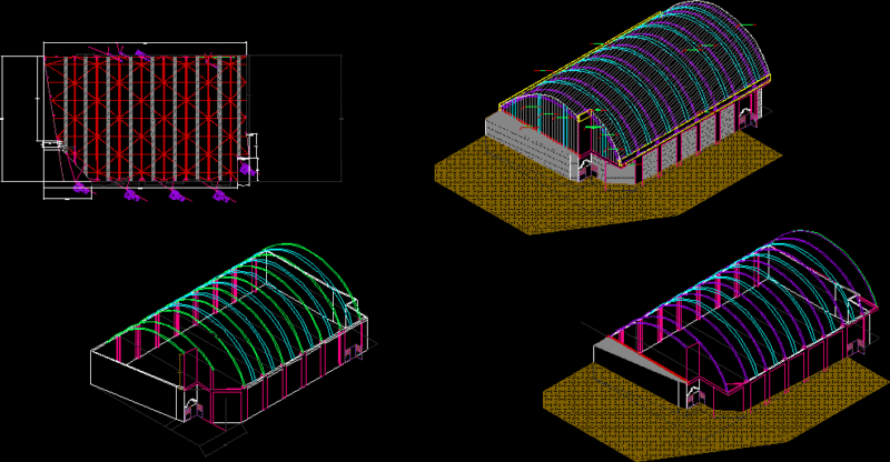 Isometry Of Bow Roof DWG Block for AutoCAD