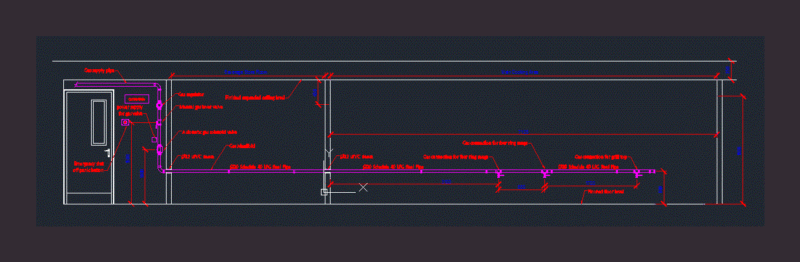 Kitchen Lpg Piping Elevation DWG Elevation for AutoCAD