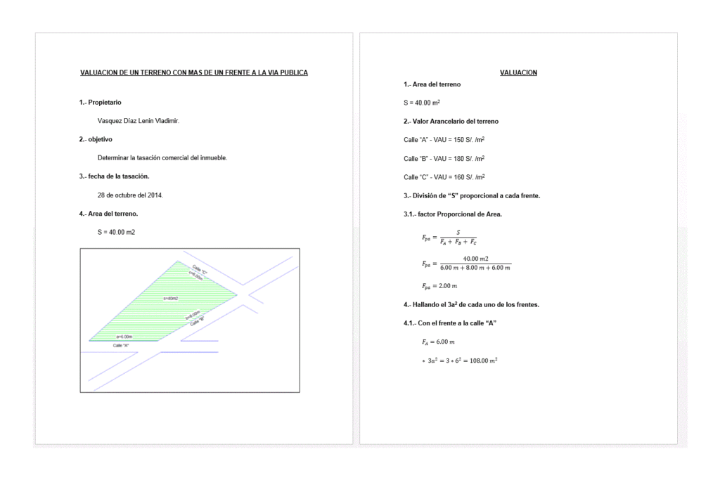 Land Valuation Calculation DOC Word Document