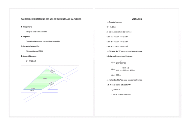 Land Valuation Calculation DOC Word Document