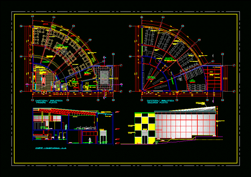Library – Cafeteria DWG Block for AutoCAD