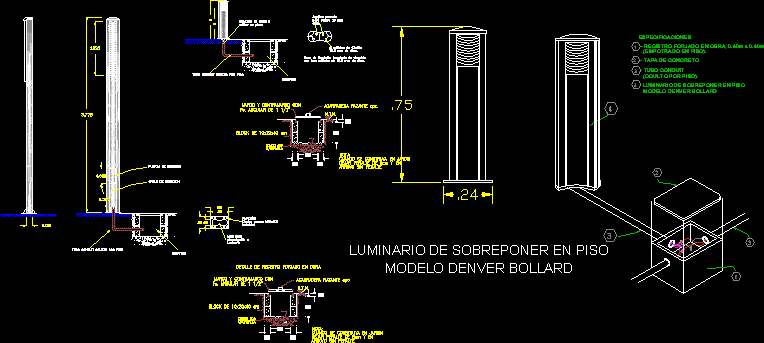 Lighting Bollard Details DWG Detail for AutoCAD • Designs CAD