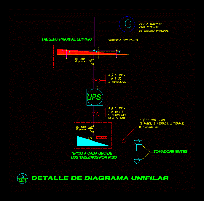 Line Diagram Ups Backup DWG Block for AutoCAD • Designs CAD