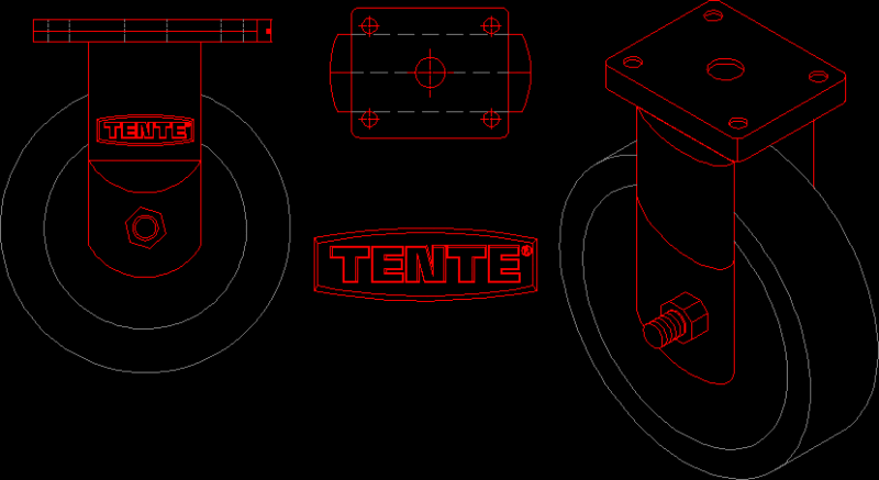 Llanta Giratoria DWG Block for AutoCAD